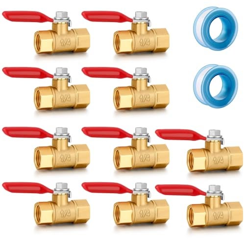 YELUN 14 Inch Valve Npt Air Compressor Brass Heavy Duty Valve double Female Shut off Switch 14 NPT Thread Pipe Fitting Double Female 10PCS - Image 1