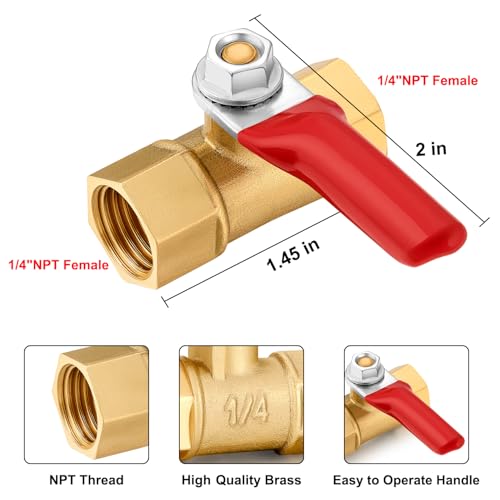 YELUN 14 Inch Valve Npt Air Compressor Brass Heavy Duty Valve double Female Shut off Switch 14 NPT Thread Pipe Fitting Double Female 10PCS - Image 3