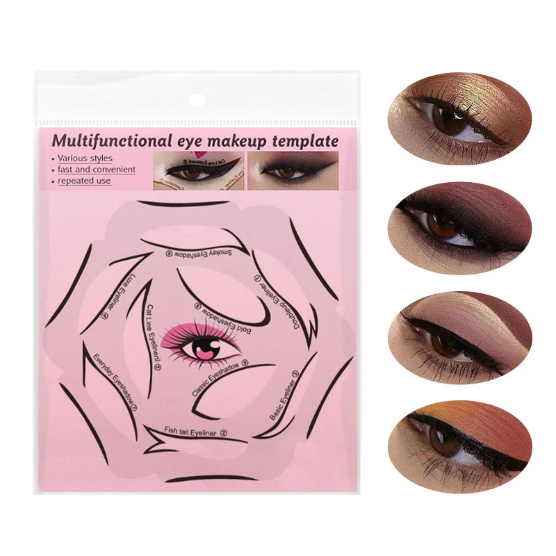 YAFIYGI Eyeliner Stencils 4 Sheets Eyeliner Stencil Set 6 in 1 Reusable Eyeliner Stencils for Ideal Winged Tip Includes Eyeshadow Stencils and Eyeliner Tape Makeup Tool for Hooded Eyes Clear
