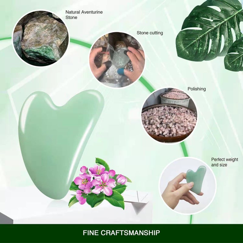 Flagest Gua Sha Facial Tool - Jade Stone Massager for Spa Acupuncture Therapy - Heart Shape Guasha for Face - Image 4