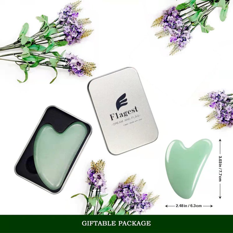 Flagest Gua Sha Facial Tool - Jade Stone Massager for Spa Acupuncture Therapy - Heart Shape Guasha for Face - Image 5