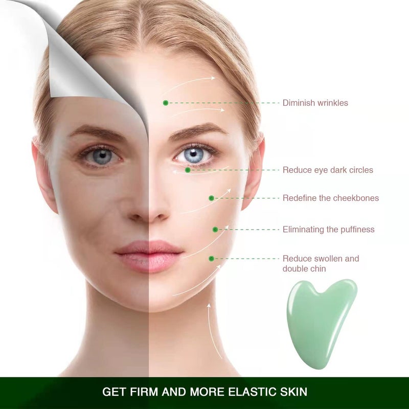 Flagest Gua Sha Facial Tool - Jade Stone Massager for Spa Acupuncture Therapy - Heart Shape Guasha for Face - Image 2
