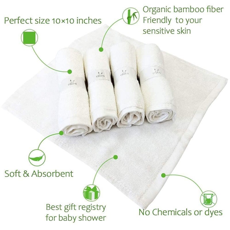 elves Bamboo Viscose Face Cloth - Soft Washcloths for Baby & Adult Sensitive Skin- Organic Wash Clothes 10'' x 10'' - Reusable Makeup Remover Face Towel - Set of 6 (Grey) - Image 4