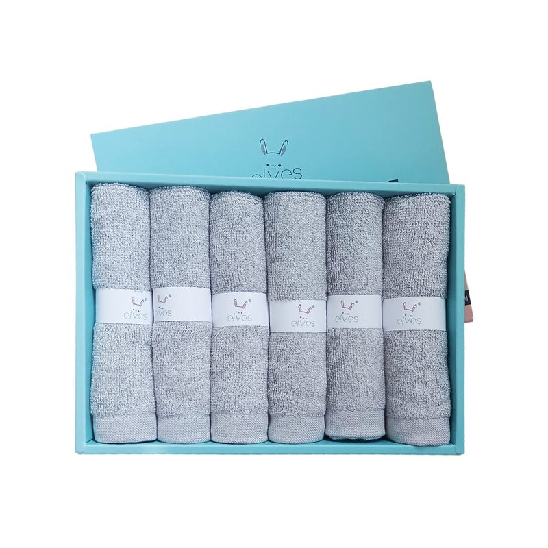 elves Bamboo Viscose Face Cloth - Soft Washcloths for Baby & Adult Sensitive Skin- Organic Wash Clothes 10'' x 10'' - Reusable Makeup Remover Face Towel - Set of 6 (Grey) - Image 1