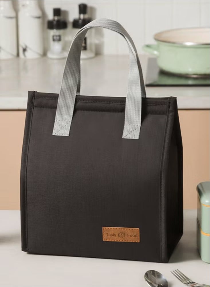 Hoasis Lunch Bag, Insulated Lunch Bag for Women Men Kids, Reusable Insulated Lunch Bag, Leakproof Simple Bento Lunch Tote, Lunch Bag Insulated, for Office, Work, School, Picnic or Travel (Black)  - Image 2