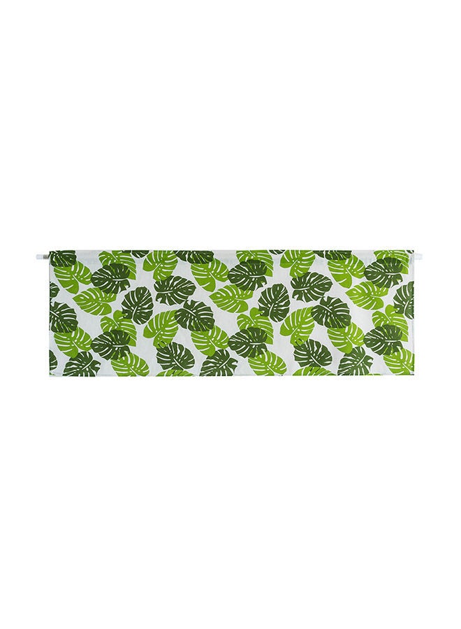 XiuWoo Banana Leaf Printed Semi-Sheer Window Curtain White/Green 45 x 150centimeter
