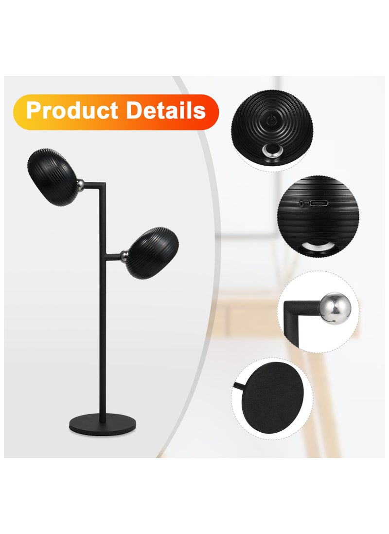 KADRAMA Magnetic Table Lamp with 2 Rotatable Heads, Dual Use Cordless Metal Table Lamp & Wall Light, Rechargeable LED Desk Lamp Touch Control 3 Color Stepless Dimming, 360° rotatable (Black)  - Image 5