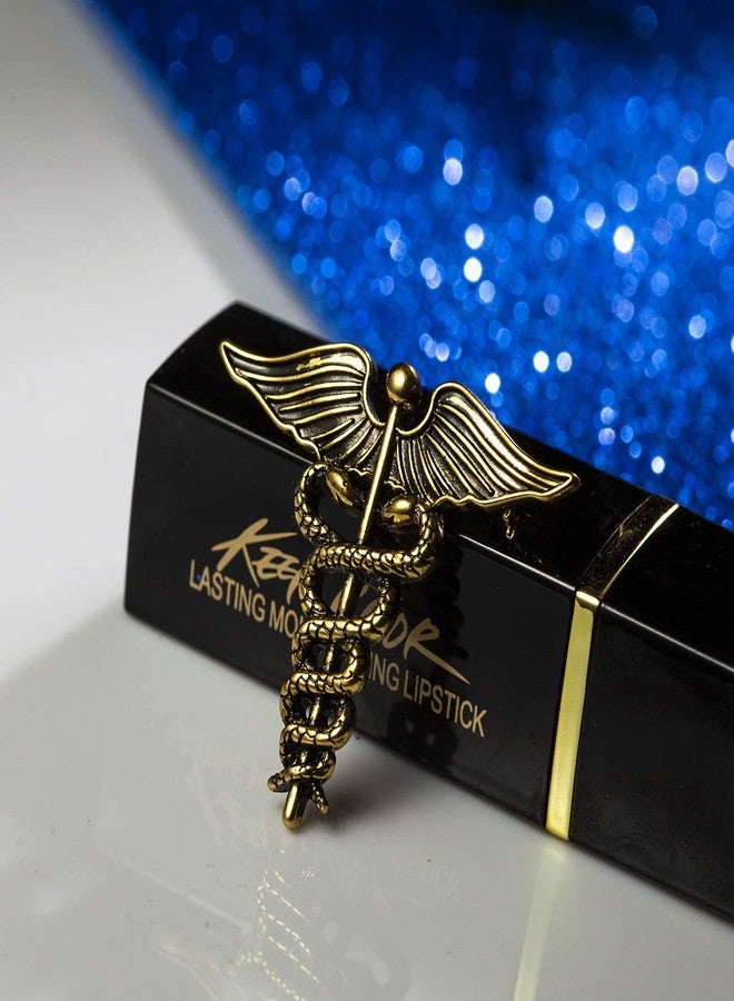 MANZHEN Antique Caduceus Medical Nurse Doctor Brooch Pin Graduation Student Gift Jewelry (Antique gold) - Image 3