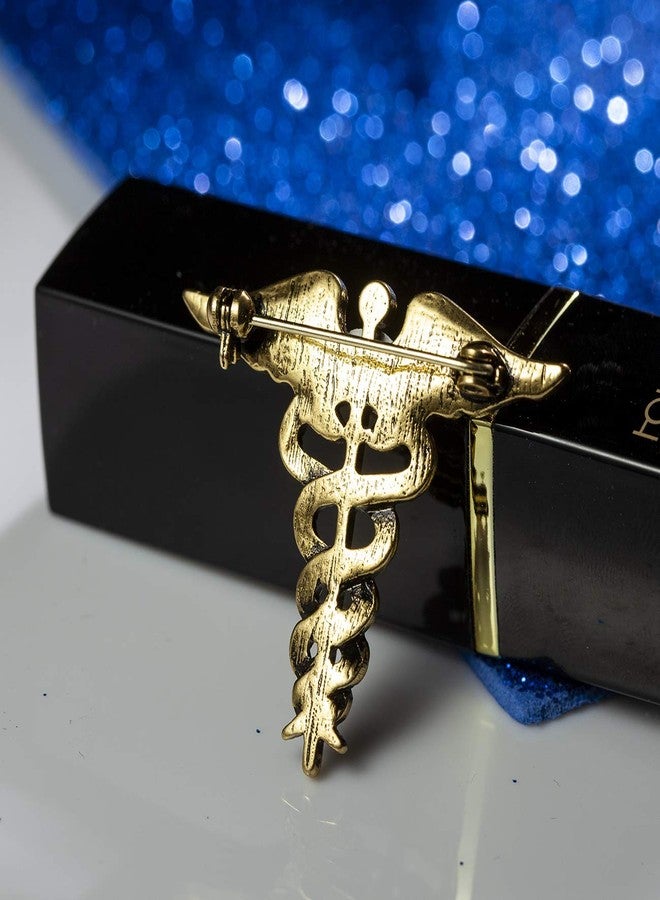 MANZHEN Antique Caduceus Medical Nurse Doctor Brooch Pin Graduation Student Gift Jewelry (Antique gold) - Image 4