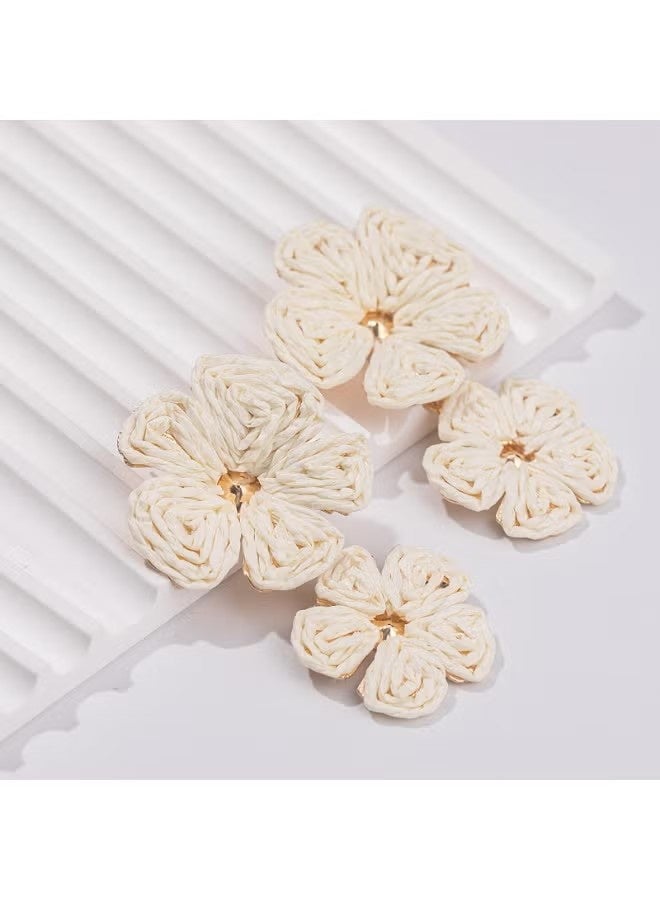 YJ Flower Drop Earrings Floral Raffia Earrings Boho Statement Dangle Earrings Trendy Cute Summer Jewelry for Women - Image 4