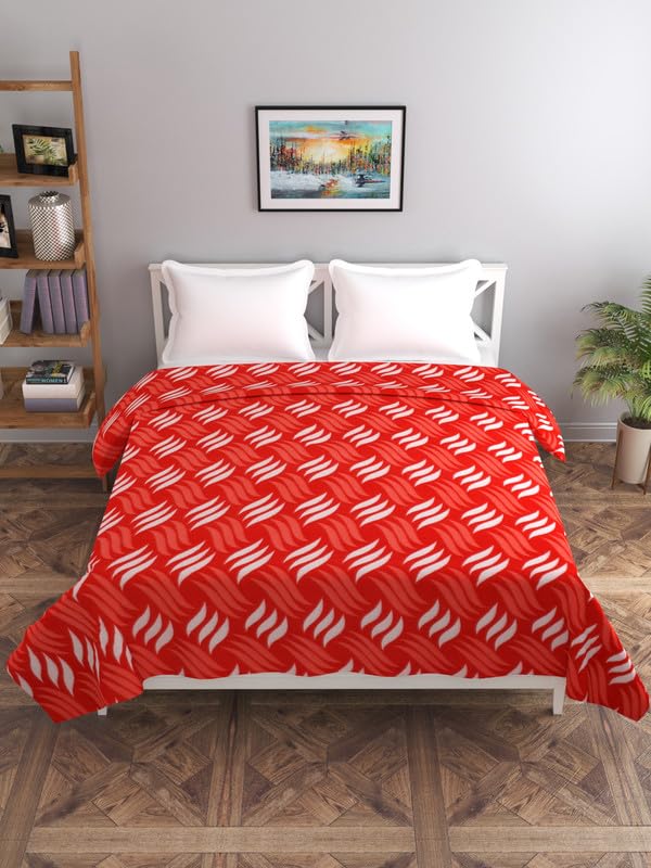 MORADO MORADO Single Bed Woolen Fabric Geometric Quilt CoverDuvet CoverRajai CoverBlanket Cover for Winters 60x90 InchesRed - Image 2