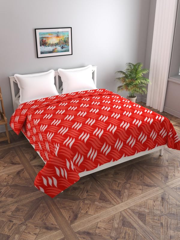 MORADO MORADO Single Bed Woolen Fabric Geometric Quilt CoverDuvet CoverRajai CoverBlanket Cover for Winters 60x90 InchesRed - Image 1