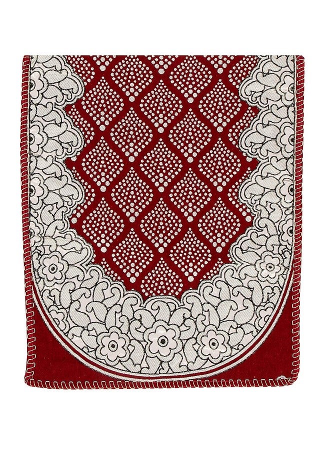Nendle Cotton Fabric Abstract Sofa and Chair Covers Set of 5 Seater with 6 Pieces Arms Covers (Maroon, 12 Pieces) - Image 2