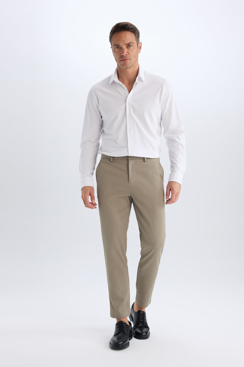 DeFacto White Man Regular Fit Polo Collar Long Sleeve Shirt Casual - Image 2