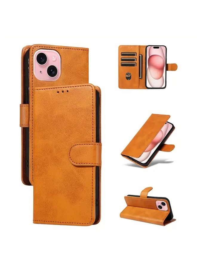 Light Brown Shockproof Wallet Case Compatible With Galaxy A23 5G Scratch Resistant Anti Magnetic - Image 1