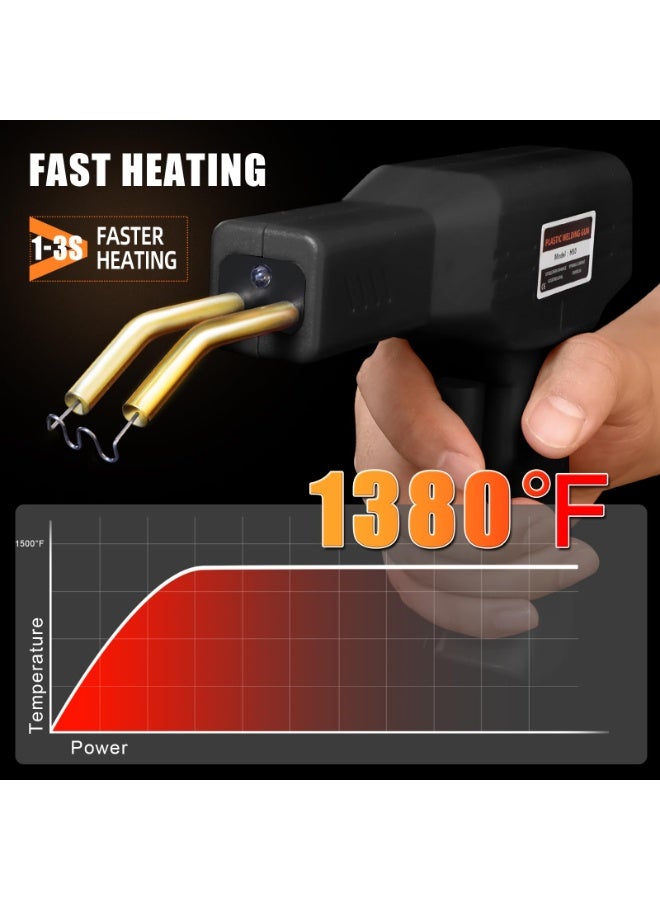مجموعة أدوات لحام البلاستيك - آلة لحام بالضغط الساخن، مجموعة إصلاح مصد السيارة، 1000 مسمار لحام، آلة لحام بلاستيك احترافية، أدوات إصلاح المرآب (أسود) - Image 4