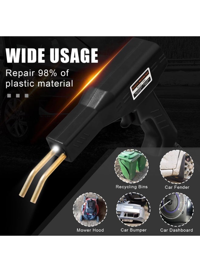 مجموعة أدوات لحام البلاستيك - آلة لحام بالضغط الساخن، مجموعة إصلاح مصد السيارة، 1000 مسمار لحام، آلة لحام بلاستيك احترافية، أدوات إصلاح المرآب (أسود) - Image 2
