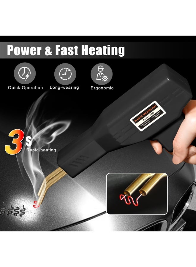 مجموعة أدوات لحام البلاستيك - آلة لحام بالضغط الساخن، مجموعة إصلاح مصد السيارة، 1000 مسمار لحام، آلة لحام بلاستيك احترافية، أدوات إصلاح المرآب (أسود) - Image 3