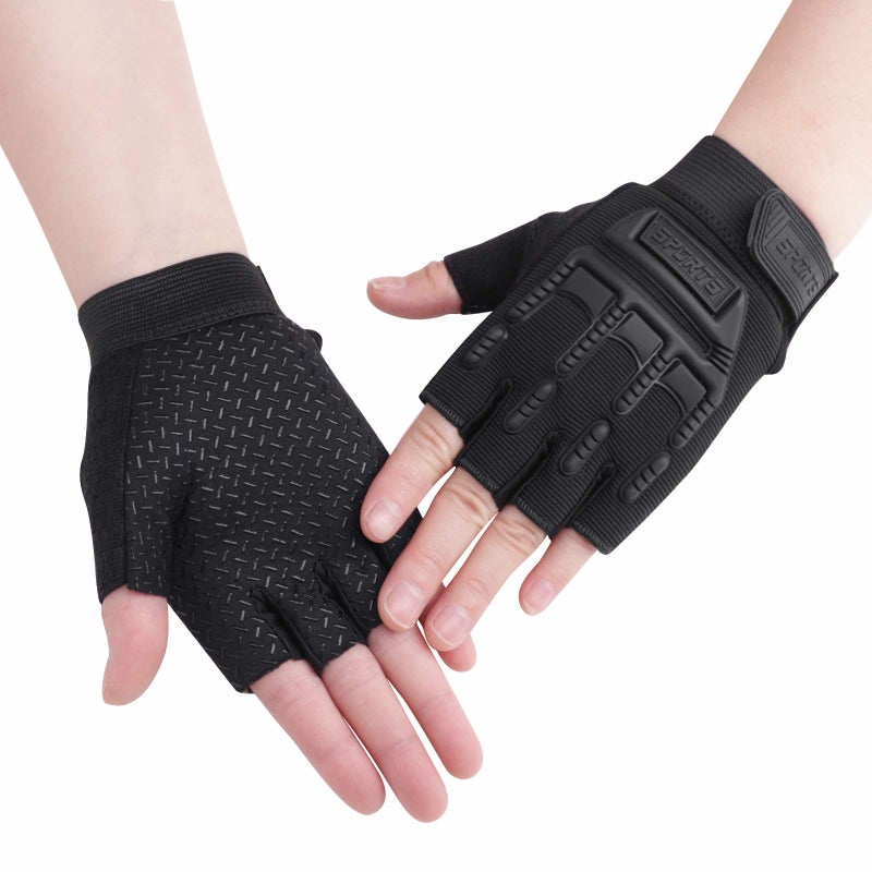 GREUS Kids Half Finger Cycling Gloves - Breathable Non Slip Bike Riding Gloves with UV Protection for Boys & Girls Aged 6-10 - Image 1
