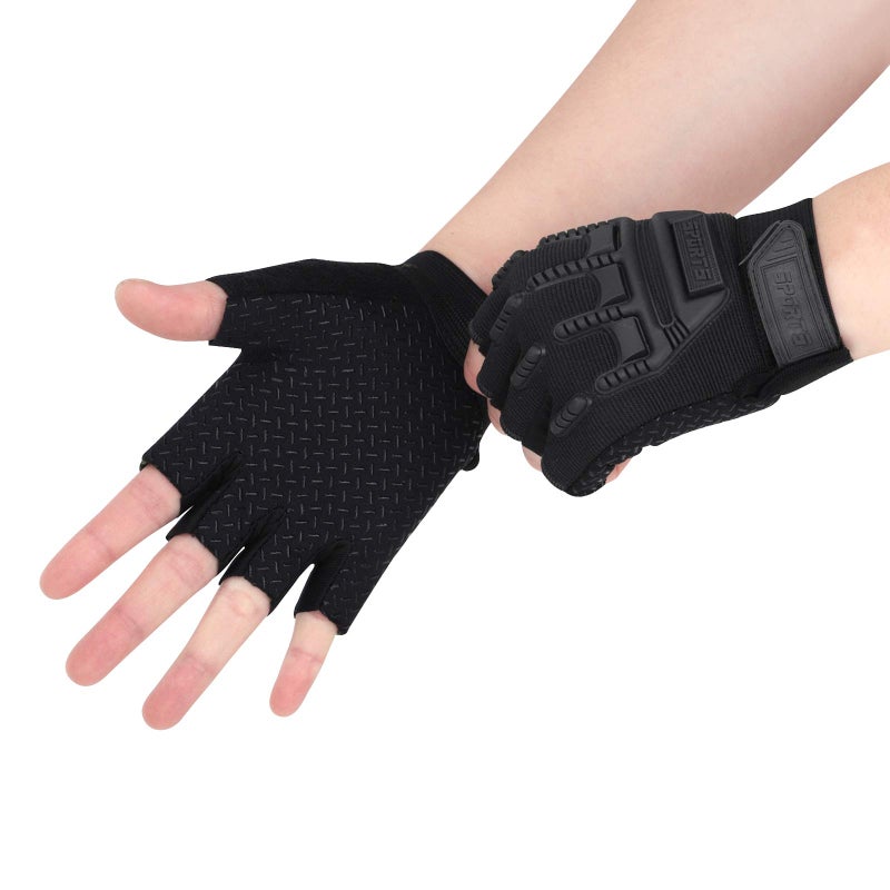 GREUS Kids Half Finger Cycling Gloves - Breathable Non Slip Bike Riding Gloves with UV Protection for Boys & Girls Aged 6-10 - Image 2