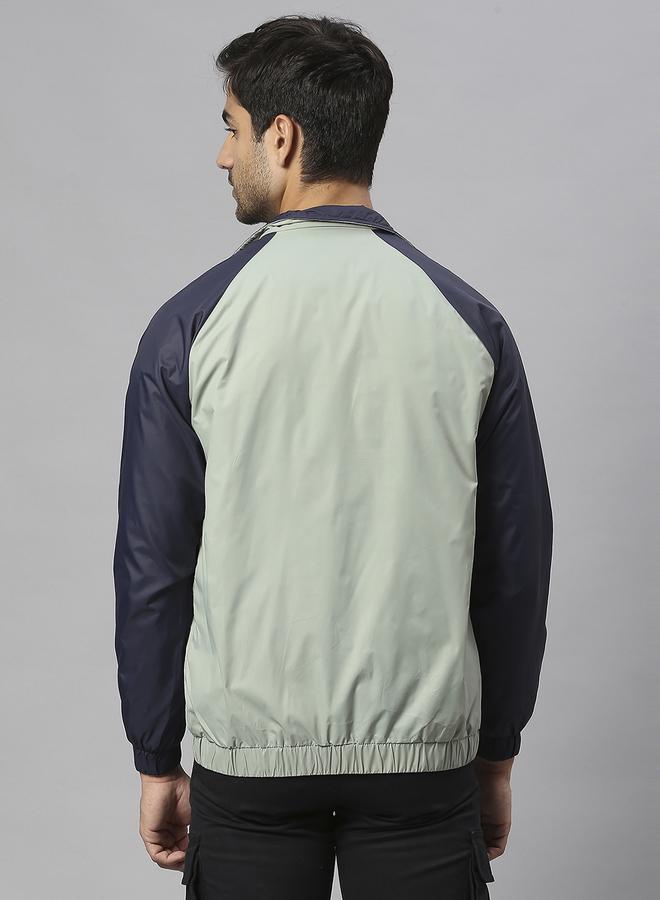 Dennis Lingo Sea Green Regular Fit Men's Colourblocked Mock Neck Polyester Jacket with Zipper Closure  - Image 5