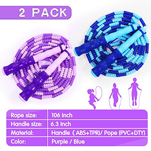 Supertrip Jump Rope Kids-Soft Beaded Skipping Rope Adjustable Tangle-Free Segmented Jumping Rope for Children and Students - Image 3