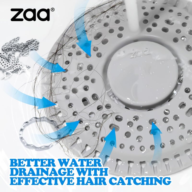 zaa Shower Drain Hair Catcher, Premium Silicone Drain Protector & Shower Drain Cover for Regular Drains of Shower Room, Bathroom, Gray - Image 3