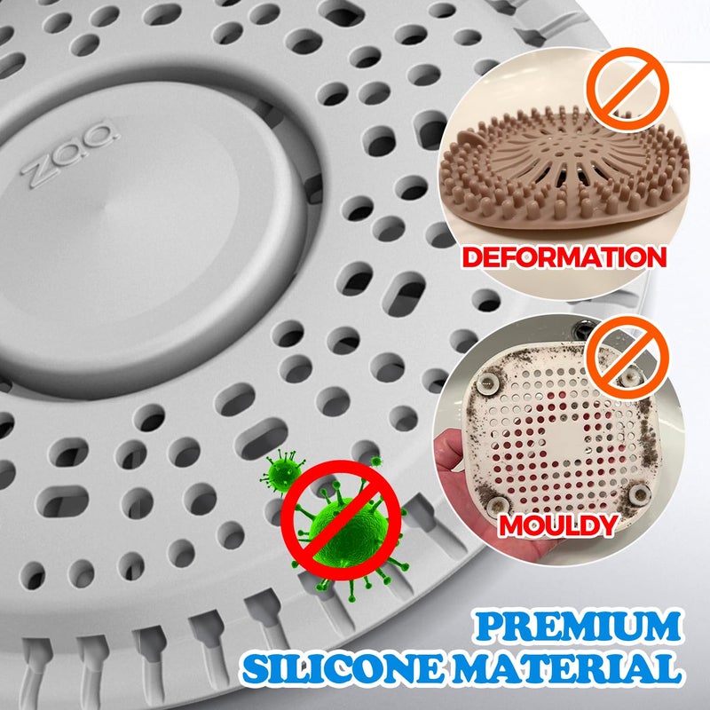 zaa Shower Drain Hair Catcher, Premium Silicone Drain Protector & Shower Drain Cover for Regular Drains of Shower Room, Bathroom, Gray - Image 5