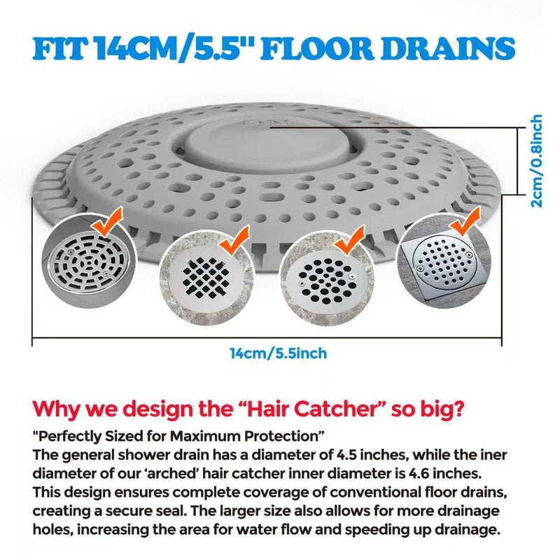zaa Shower Drain Hair Catcher, Premium Silicone Drain Protector & Shower Drain Cover for Regular Drains of Shower Room, Bathroom, Gray - Image 4