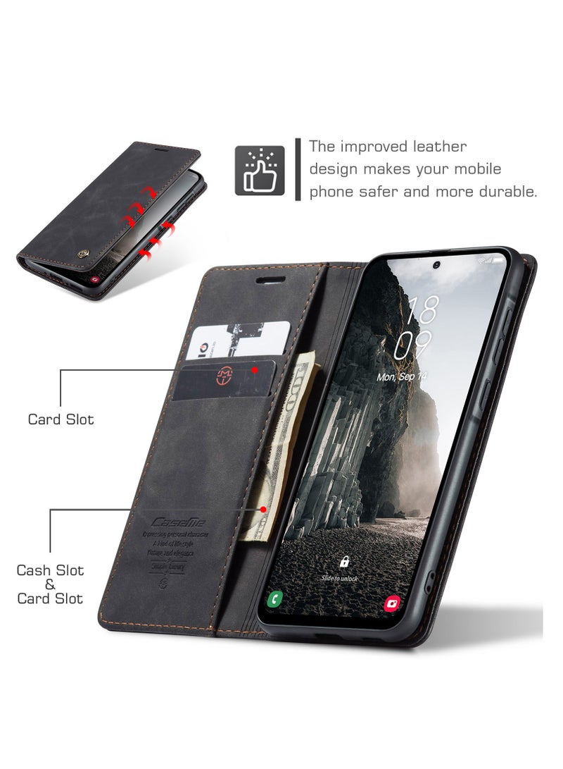 CaseMe Phone Case Compatible with Samsung Galaxy A56 with Card Holder High-end Retro Leather Shockproof Protective Wallet Case - Image 2