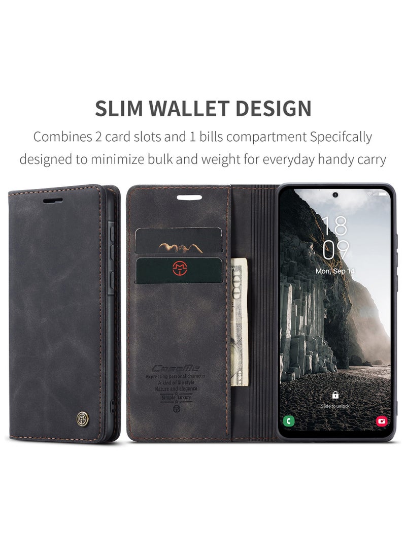 CaseMe Phone Case Compatible with Samsung Galaxy A56 with Card Holder High-end Retro Leather Shockproof Protective Wallet Case - Image 4
