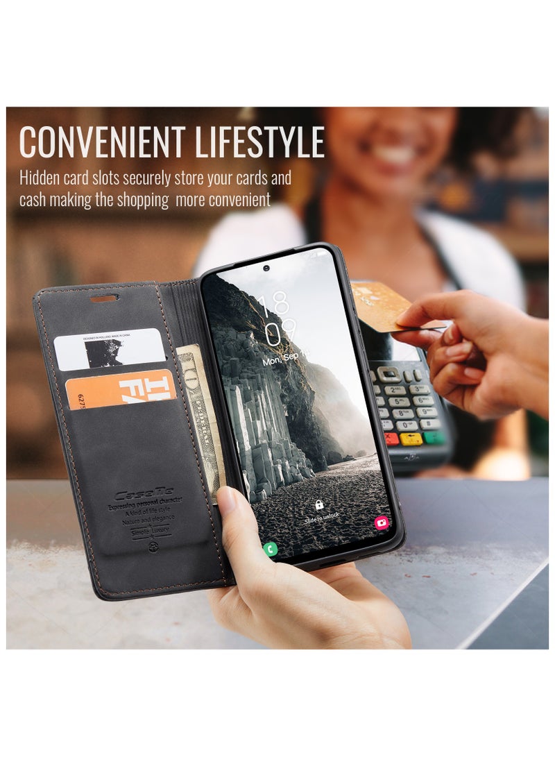CaseMe Phone Case Compatible with Samsung Galaxy A56 with Card Holder High-end Retro Leather Shockproof Protective Wallet Case - Image 5