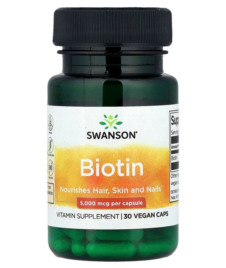 SWANSON Biotin 5000 mcg 30 Vegan Caps
