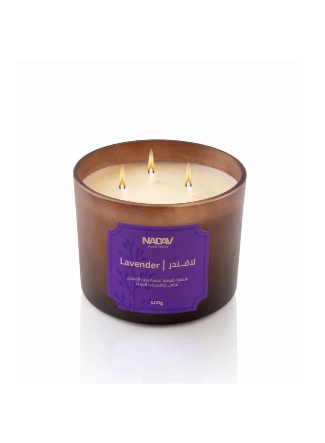 NADAV Luxury Scented Candle, Lavender Fragrance, 400g - Image 2