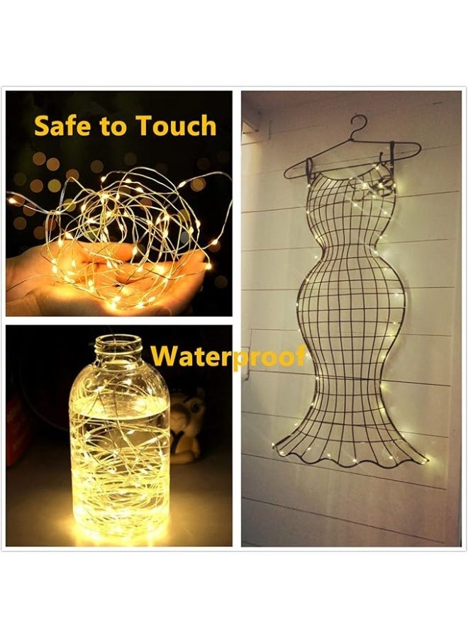 Warm White LED Fairy Lights, Battery Operated, Waterproof, Silver Copper Wire, 7 Ft 20 LED Firefly Starry Moon String Lights for DIY Wedding, Party, Bedroom, Patio, Halloween, Christmas, Room Decor - Image 5