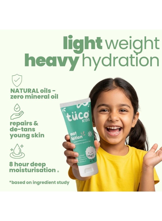 Tuco® Oat Body Lotion for Kids | 48Hrs Moisturization | 3-15 Yrs | Enriched with Vitamin E, Aloe Vera, Almond | Lightweight, Non-Greasy | All Skin Type | Dermat Tested | SLS & Paraben free | 50ml - Image 2