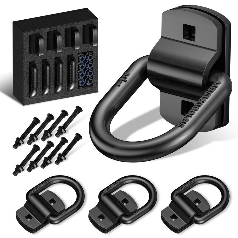 XaXmTee 12 Trailer D Rings Tie Down Anchors 4 Pack Heavy Duty Black Steel BoltOn Forged D Ring with More Than 12000lbs Breaking Strength for Semi Truck Trailer RV Cargo Tie Downs - Image 3
