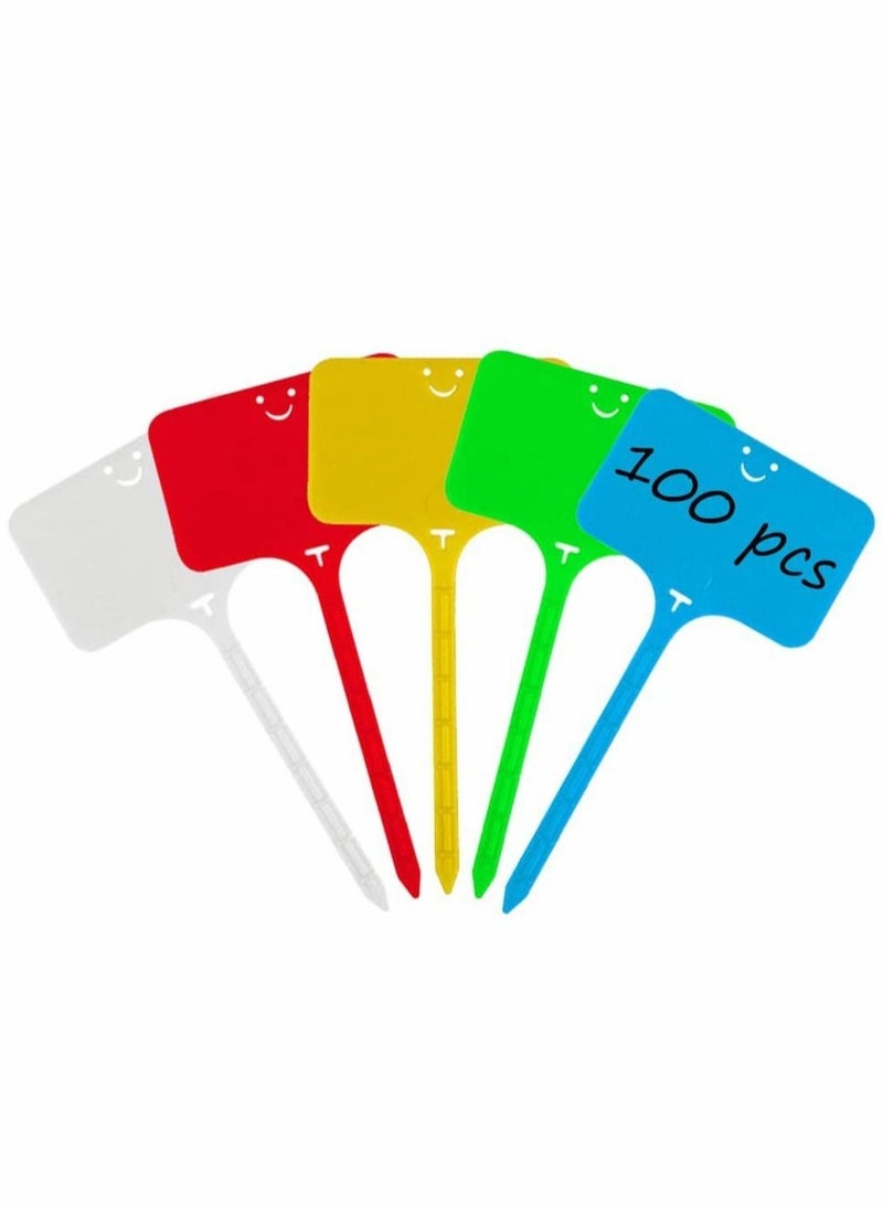 Excefore Plastic Plant Labels, T-Type Colorful Waterproof Garden Tag, Plant Nursery Labels Pot Marker Garden Stake Tags (100 Pcs, 5 * 10 cm)  - Image 1