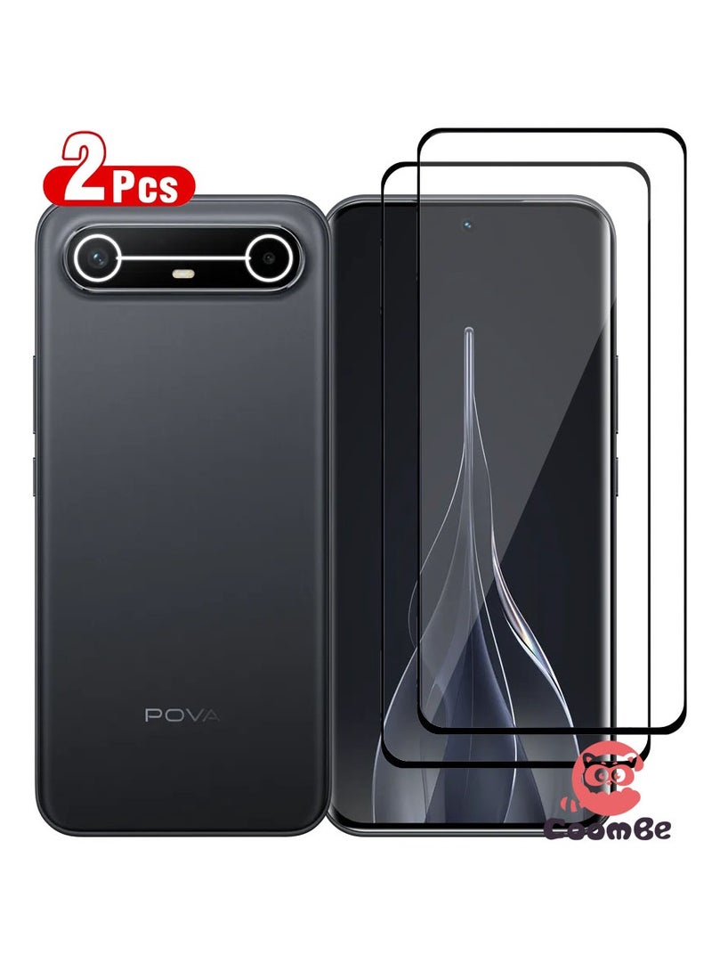 كومبي واقي شاشة من قطعتين لهاتف Tecno Pova Slim 5G، مقاوم للخدش، مضاد لبصمات الأصابع، خالٍ من الفقاعات، طبقة زجاجية مقواة 9H