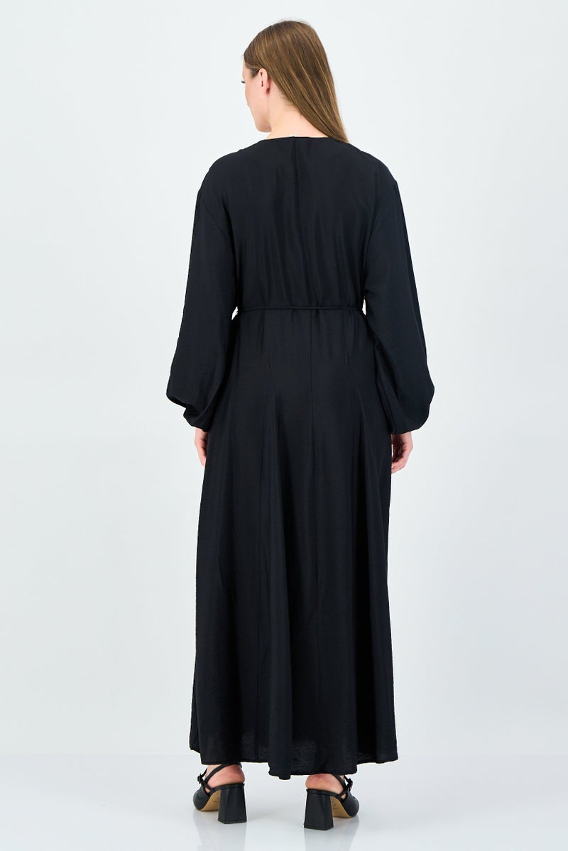 ANNE KLEIN Women Plain Maxi Dress, Black - Image 3