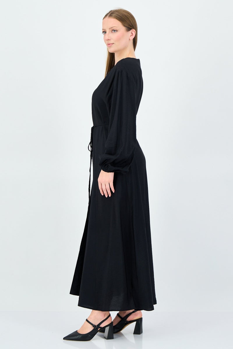 ANNE KLEIN Women Plain Maxi Dress, Black - Image 2