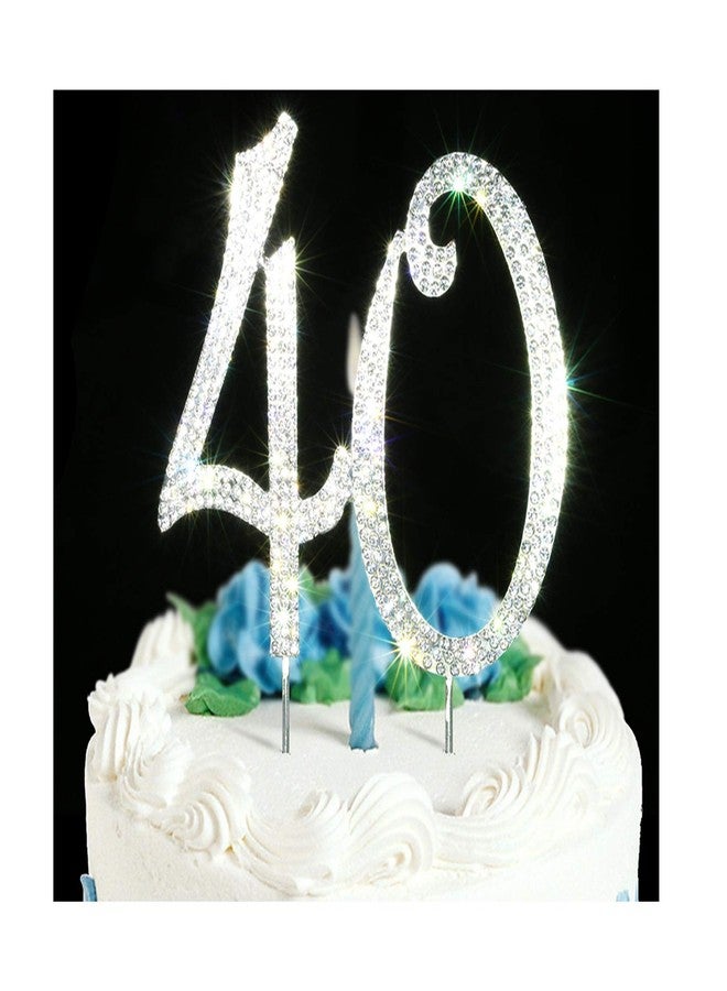 Scotamalone 40Cake Topper | Premium Bling Rhinestone Diamond Gems | 50th Birthday or Anniversary Party Decoration Ideas | Quality Metal Alloy | Perfect Keepsake - Image 1