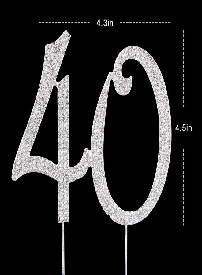 Scotamalone 40Cake Topper | Premium Bling Rhinestone Diamond Gems | 50th Birthday or Anniversary Party Decoration Ideas | Quality Metal Alloy | Perfect Keepsake - Image 2