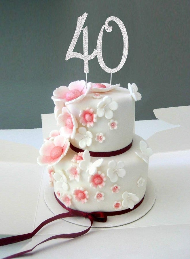Scotamalone 40Cake Topper | Premium Bling Rhinestone Diamond Gems | 50th Birthday or Anniversary Party Decoration Ideas | Quality Metal Alloy | Perfect Keepsake - Image 5