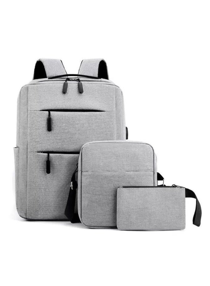 FANGFANGOTD Laptop Backpack 15" Travel Business Work Bag Water Resistant Daypack with USB Charging Port Grey - Image 1
