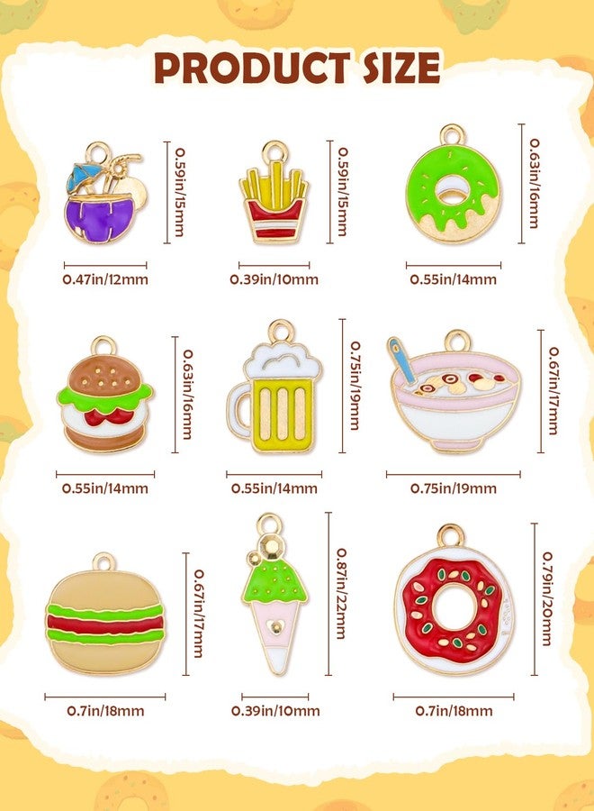 JIALEEY 35Pcs Assorted Gold Plated Enamel Food Fashion Style Charm Pendant DIY for Necklace Bracelet Jewelry Making and Crafting - Image 2