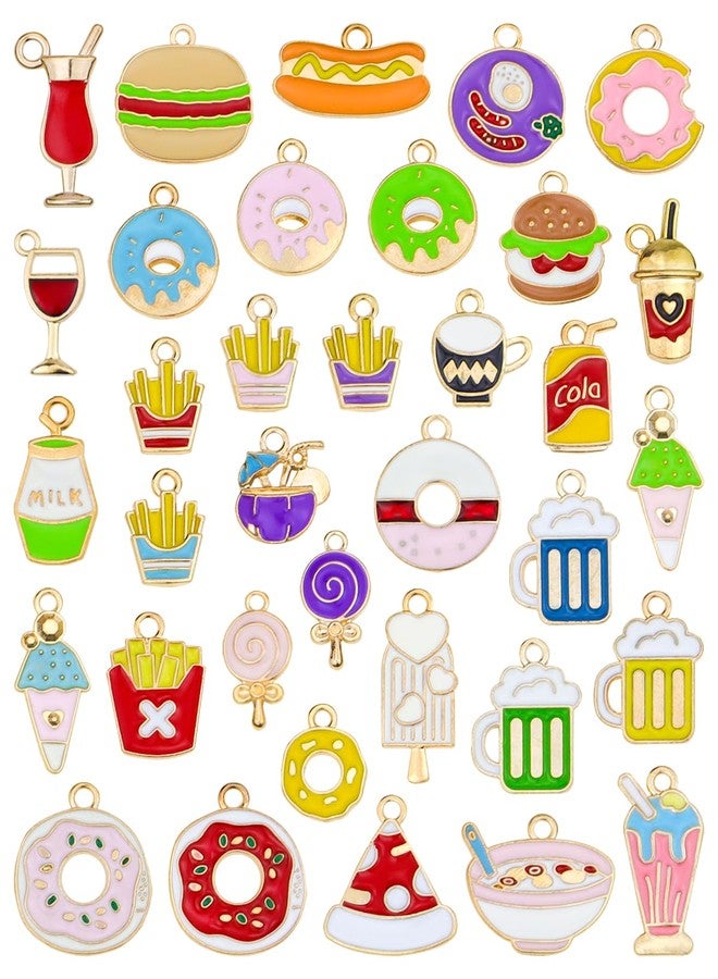 JIALEEY 35Pcs Assorted Gold Plated Enamel Food Fashion Style Charm Pendant DIY for Necklace Bracelet Jewelry Making and Crafting - Image 1