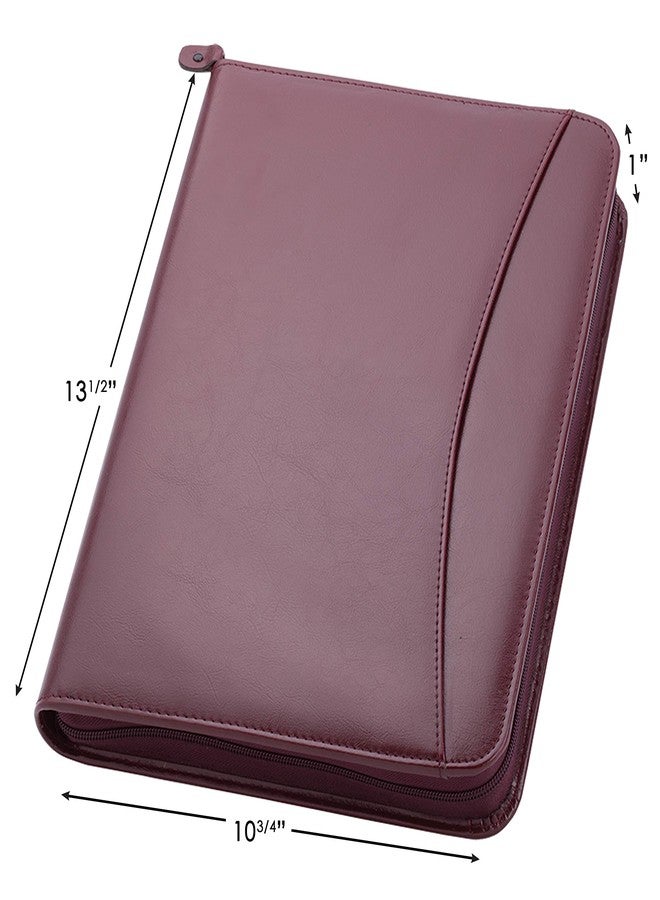 Travigo 3-Ring Portfolio Binder with Zipper | 1.25" Faux Leather Padfolio Binder for Women & Men | Professional Business Portfolio Folder with Writing Pad, Gusseted File Pocket, ID Window (Burgundy) - Image 2