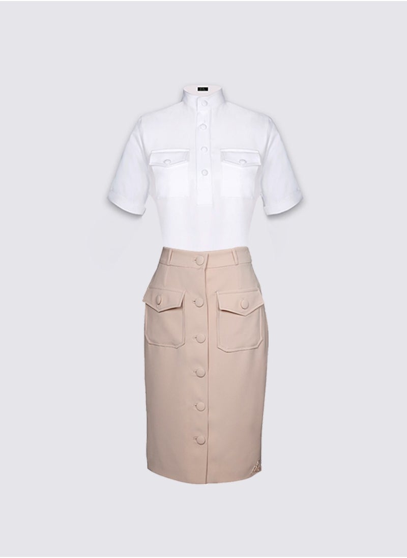 NIVA FASHION HOUSE Front Placket Blouse & Skirt Set  - Image 1