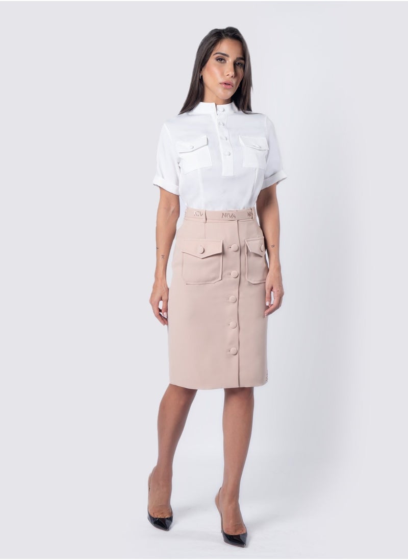 NIVA FASHION HOUSE Front Placket Blouse & Skirt Set  - Image 2